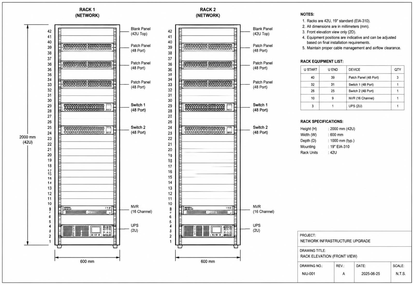 Rack Elevation sample CAD drawing